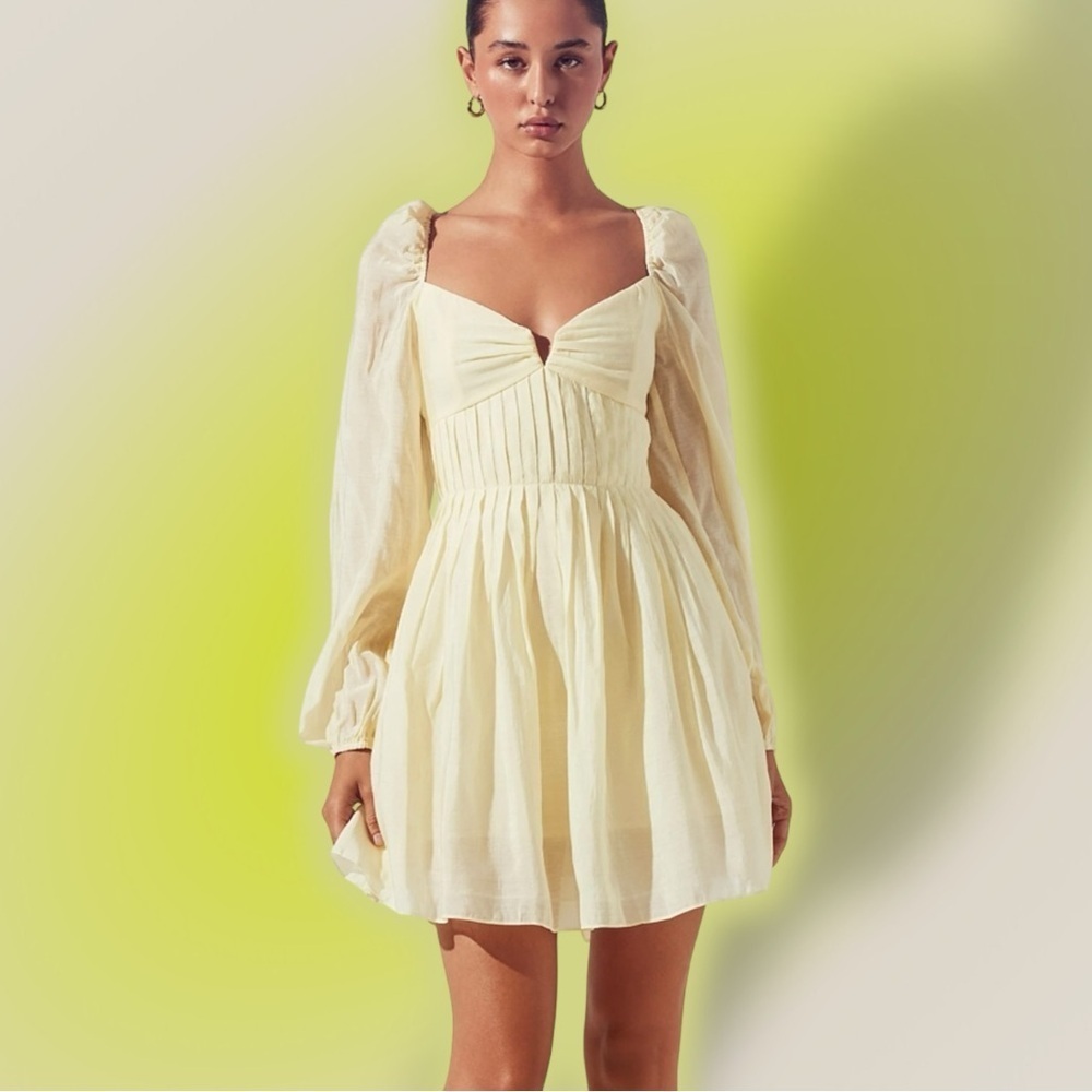 NWT ASTR The Label ‘Carina Open Back Mini Dress’ in “Butter” Yellow Size XS